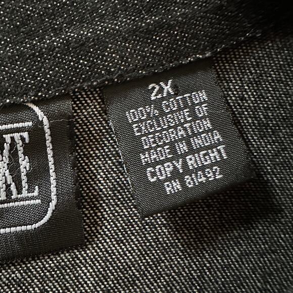 RACHEL BROOKE | Womens Denim Mixed Media Embroidered Button Shirt Jacket 2X Red - Picture 5 of 12